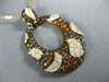 LARGE 2.21CT WHITE & ORANGE DIAMOND 18K ROSE GOLD 3D TEAR DROP MOON OVAL PENDANT