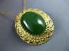 ANTIQUE LARGE AAA GREEN JADE 14K YELLOW GOLD CLASSIC FILIGREE PIN PENDANT #21962