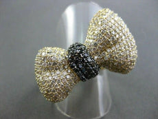 ESTATE LARGE 3.59CT BLACK & WHITE DIAMOND 14KT YELLOW GOLD BOW TIE RING STUNNING