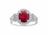 GIA CERTIFIED 2.98CT DIAMOND & AAA RUBY PLATINUM HALO FILIGREE ENGAGEMENT RING