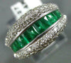 WIDE 1.60CT DIAMOND & AAA EMERALD 14KT WHITE GOLD 3D ROUND & BAGUETTE RING #2739
