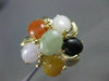 ESTATE WIDE 10.0CT JADE AMBER ONYX & CARNELIAN 14KT YELLOW GOLD FLOWER RING 2775