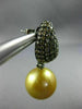 LARGE 2.65CT CHAMPAGNE DIAMOND & SOUTH SEA PEARL 18K BLACK GOLD HANGING EARRINGS