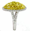 EXTRA LARGE 3.42CT WHITE & FANCY YELLOW DIAMOND 18KT 2 TONE GOLD 3D CLUSTER RING