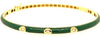 .08CT DIAMOND & GREEN ENAMEL 18KT YELLOW GOLD 3D 3 STONE CUFF BANGLE BRACELET
