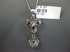 ESTATE .27CT DIAMOND 14KT WHITE GOLD FLOWER TEAR DROP FILIGREE FLOATING PENDANT