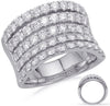 ESTATE LARGE 2.56CT DIAMOND 14K WHITE GOLD 3D MULTI ROW CLASSIC ANNIVERSARY RING