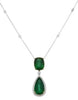 LARGE 11.71CT DIAMOND & AAA EMERALD 18KT 2 TONE GOLD DOUBLE SOLITAIRE NECKLACE