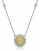 ESTATE .80CT WHITE & FANCY YELLOW DIAMOND 18KT 2 TONE GOLD DOUBLE HALO NECKLACE