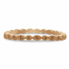 .04CT PINK DIAMOND 14Kt ROSE GOLD ROUND & MARQUISE FILIGREE SEMI ETERNITY RING
