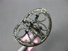 ESTATE WIDE .15CT BLACK DIAMOND 14KT BLACK GOLD 3D OPEN FILIGREE FLOWER FUN RING