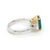 2.72CT DIAMOND & AAA EMERALD 18K 2 TONE GOLD EMERALD CUT 3 STONE ENGAGEMENT RING