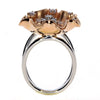 LARGE .63CT WHITE & PINK DIAMOND 18KT WHITE & ROSE GOLD FLOWER STARFISH FUN RING