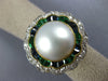 ANTIQUE LARGE DIAMOND AAA PEARL EMERALD SAPPHIRE 14KT GOLD BALLERINA RING #1873