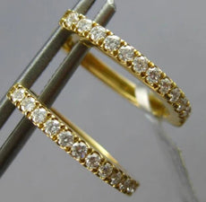 ESTATE .27CT DIAMOND 18K YELLOW GOLD 3D CLASSIC OVAL HUGGIE FUN HANGING EARRINGS