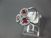 ESTATE 1.57CT DIAMOND & AAA RUBY 14KT WHITE GOLD 3D ROUND HALO FLOWER FUN RING