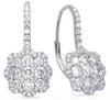 1.55CT DIAMOND 14KT WHITE GOLD FLOWER CLUSTER INVISIBLE SQUARE HANGING EARRINGS