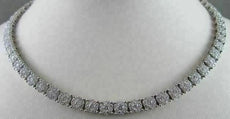 ANTIQUE 12.0CT WIDE 14KT WHITE ALL THE WAY AROUNG DIAMOND TENNIS NECKLACE