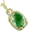 LARGE 4.3CT DIAMOND & AAA GREEN AMETHYST 14K YELLOW GOLD SQUARE FLOATING PENDANT