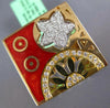 LARGE .45CT DIAMOND & ENAMEL 18K 2 TONE GOLD 3D STAR & MOON SQUARE FILIGREE RING