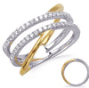 ESTATE WIDE .37CT DIAMOND 14KT 2 TONE GOLD 3D MULTI ROW CRISS CROSS FUN RING