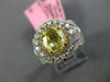 ESTATE 2.27CT MULTI COLOR DIAMOND 18K 2 TONE GOLD 3D OVAL FLOWER ENGAGEMENT RING