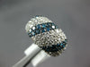 ESTATE WIDE 3.49CT WHITE & BLUE DIAMOND 18KT WHITE GOLD MULTI ROW DOME FUN RING