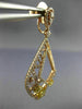 ESTATE LARGE 2.81CT WHITE & FANCY YELLOW DIAMOND 18K ROSE GOLD FILIGREE EARRINGS