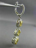LARGE 4.02CT WHITE & FANCY YELLOW DIAMOND 18K 2 TONE GOLD HEART HANGING EARRINGS