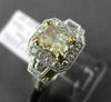 ESTATE 2.04CT GIA FANCY YELLOW DIAMOND 18K TWO TONE GOLD 3 STONE ENGAGEMENT RING