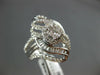 LARGE .77CT DIAMOND 14KT WHITE GOLD ROUND & BAGUETTE FLOWER LEAF ENGAGEMENT RING