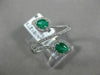 ESTATE WIDE .60CT ROUND DIAMOND & AAA EMERALD 18K WHITE GOLD 3D DOUBLE LEAF RING