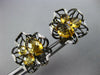 LARGE 3.80CT DIAMOND & CITRINE 14KT YELLOW & BLACK GOLD FLOWER CLIP ON EARRINGS