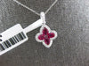 1.14CT DIAMOND & AAA RUBY 18KT WHITE GOLD 3D PEAR SHAPE FOUR LEAF CLOVER PENDANT