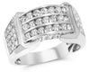 ESTATE WIDE 2.12CT DIAMOND 14KT WHITE GOLD 3D THREE ROW PAVE CHANNEL MEN'S RING