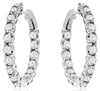 ESTATE 2CT DIAMOND 14KT WHITE GOLD 3D ROUND INSIDE OUT HOOP HANGING EARRINGS