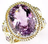 LARGE 13.14CT DIAMOND & AAA AMETHYST 14K YELLOW GOLD 3D OVAL & ROUND SUMMER RING