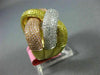 EXTRA LARGE 2.18CT MULTI COLOR DIAMOND 18KT TRI COLOR GOLD 3D CRISS CROSS RING