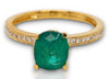 1.57CT DIAMOND & AAA EMERALD 18KT YELLOW GOLD 3D CLASSIC 4 PRONG ENGAGEMENT RING