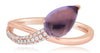 1.56CT DIAMOND & AAA AMETHYST 14KT ROSE GOLD PEAR SHAPE & ROUND CRISS CROSS RING