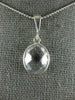 ESTATE AAA CRYSTAL 14KT WHITE GOLD 3D CLASSIC BEZEL OVAL PENDANT