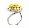 LARGE 2.97CT WHITE & FANCY YELLOW DIAMOND 18K 2 TONE GOLD MULTI SHAPE ROUND RING