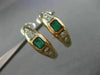 ANTIQUE WIDE 1.05CT DIAMOND & AAA EMERALD 14K WHITE & ROSE GOLD HANGING EARRINGS