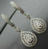 ESTATE 1.02CT DIAMOND 14KT WHITE GOLD 3D TEAR DROP HALO HUGGIE HANGING EARRINGS