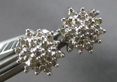 ESTATE .40CT DIAMOND 14KT WHITE GOLD 3D CLASSIC CLUSTER SNOWFLAKE STUD EARRINGS