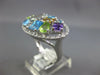 LARGE 5.03CT DIAMOND & AAA MULTI GEM 14K WHITE GOLD MULTI SHAPE CLUSTER FUN RING