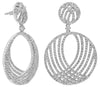 LARGE 2.50CT DIAMOND 18KT WHITE GOLD 3D CIRCULAR MULTI ROW FUN HANGING EARRINGS