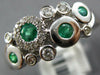 ESTATE .48CT DIAMOND & AAA EMERALD 14KT WHITE GOLD 3D CLASSIC ETOILE FUN RING