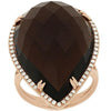 22.23CT DIAMOND & AAA SMOKY TOPAZ 14K ROSE GOLD PEAR SHAPE & ROUND HALO FUN RING
