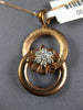ESTATE .19CT DIAMOND 18KT ROSE GOLD 3D FLOWER CIRCULAR LOVE KNOT FUN PENDANT